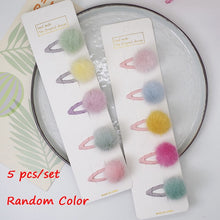 Load image into Gallery viewer, 5pcs/set Cute Girls Hairpins Small Lovely Soft Fur Pompom Mini Ball Hair Clips Children Headwear Kids Hair Accessories