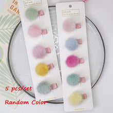 Load image into Gallery viewer, 5pcs/set Cute Girls Hairpins Small Lovely Soft Fur Pompom Mini Ball Hair Clips Children Headwear Kids Hair Accessories