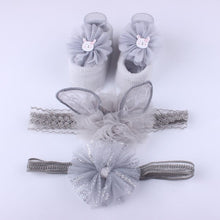 Load image into Gallery viewer, 3Pcs/Set Lace Flower Baby Girl Headband Socks Set Crown Bows Newborn Hairband Headbands For Girls Turban Baby Hair Accessories