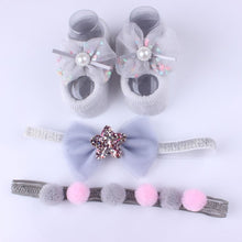 Load image into Gallery viewer, 3Pcs/Set Lace Flower Baby Girl Headband Socks Set Crown Bows Newborn Hairband Headbands For Girls Turban Baby Hair Accessories