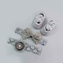 Load image into Gallery viewer, 3Pcs/Set Lace Flower Baby Girl Headband Socks Set Crown Bows Newborn Hairband Headbands For Girls Turban Baby Hair Accessories