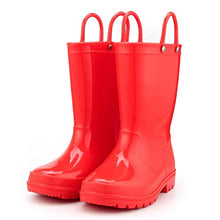 Load image into Gallery viewer, KushyShoo Kids Rain Boots 13 Colors Environmental Material Toddler Rain Boots with Easy-on Handles PVC Solid Children Rain Shoes