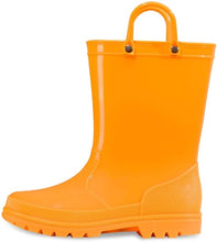 Load image into Gallery viewer, KushyShoo Kids Rain Boots 13 Colors Environmental Material Toddler Rain Boots with Easy-on Handles PVC Solid Children Rain Shoes