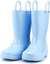 Load image into Gallery viewer, KushyShoo Kids Rain Boots 13 Colors Environmental Material Toddler Rain Boots with Easy-on Handles PVC Solid Children Rain Shoes