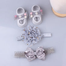 Load image into Gallery viewer, 3Pcs/Set Lace Flower Baby Girl Headband Socks Set Crown Bows Newborn Hairband Headbands For Girls Turban Baby Hair Accessories