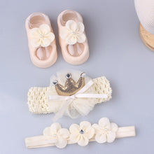 Load image into Gallery viewer, 3Pcs/Set Lace Flower Baby Girl Headband Socks Set Crown Bows Newborn Hairband Headbands For Girls Turban Baby Hair Accessories