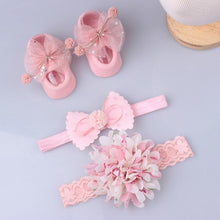 Load image into Gallery viewer, 3Pcs/Set Lace Flower Baby Girl Headband Socks Set Crown Bows Newborn Hairband Headbands For Girls Turban Baby Hair Accessories