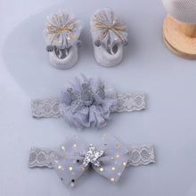 Load image into Gallery viewer, 3Pcs/Set Lace Flower Baby Girl Headband Socks Set Crown Bows Newborn Hairband Headbands For Girls Turban Baby Hair Accessories