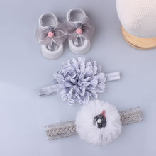 Load image into Gallery viewer, 3Pcs/Set Lace Flower Baby Girl Headband Socks Set Crown Bows Newborn Hairband Headbands For Girls Turban Baby Hair Accessories
