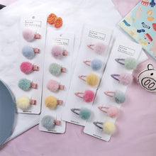 Load image into Gallery viewer, 5pcs/set Cute Girls Hairpins Small Lovely Soft Fur Pompom Mini Ball Hair Clips Children Headwear Kids Hair Accessories
