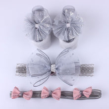 Load image into Gallery viewer, 3Pcs/Set Lace Flower Baby Girl Headband Socks Set Crown Bows Newborn Hairband Headbands For Girls Turban Baby Hair Accessories
